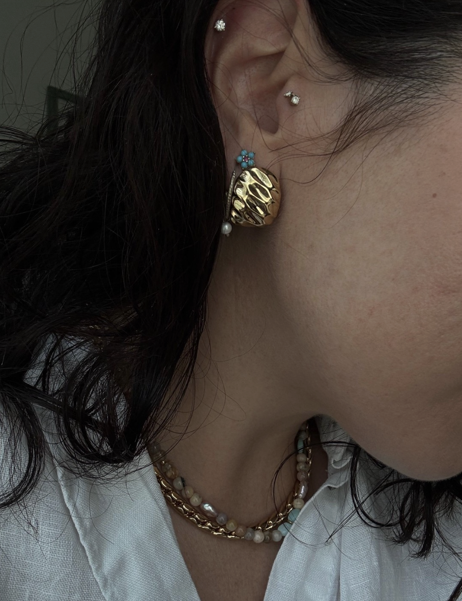  Pandora Essence Rippled Wide Hoop Earrings.
